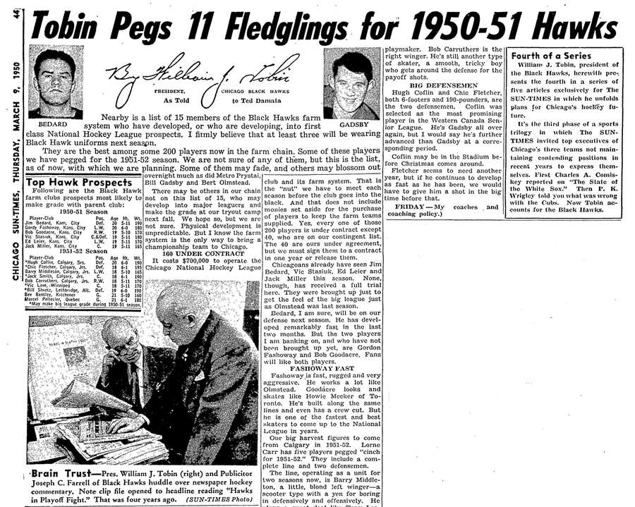 Chicago Sun-Times píše v roce 1950 o Jimu Bedardovi