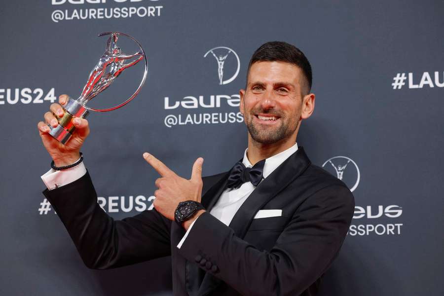 Djokovic with his award