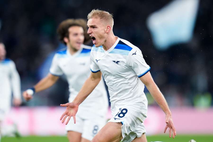 Isaksen jubilant after scoring for Lazio