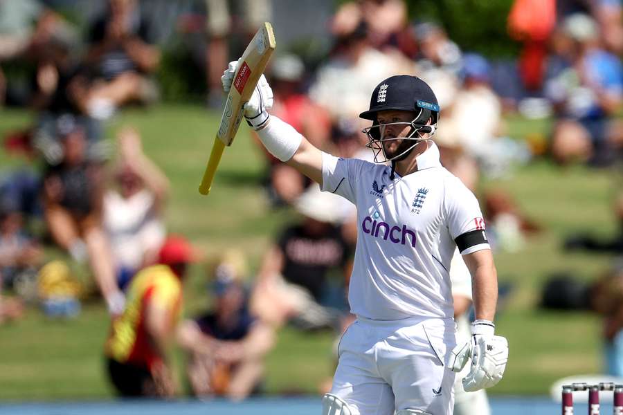 England's Ben Duckett celebrates after reaching a half-century