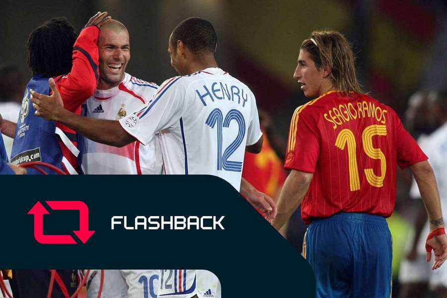 Zidane em festa com Thierry Henry