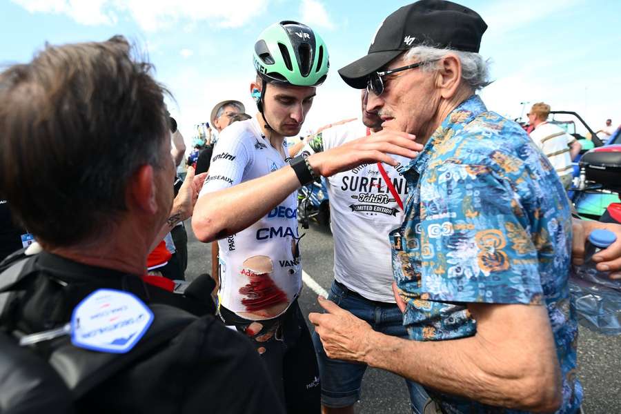Paul Seixas looked on obvious pain when he crossed the finishing line at Grand Colombier Paul Seixas looked on obvious pain when he crossed the finishing line at Grand Colombier