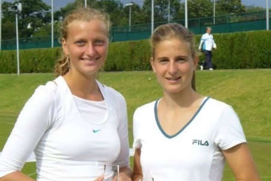 Petra Kvitová s Kateřinou Teruzzi na mistrovství Evropy kadetek v anglickém Roehamptonu.