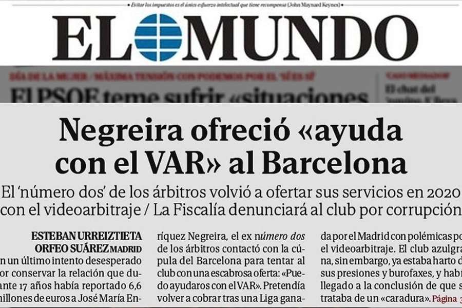 L'ultima rivelazione del quotidiano spagnolo El Mundo
