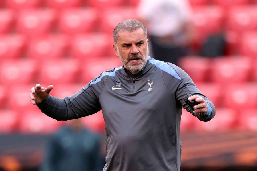 Ange Postecoglou během tréninku Tottenhamu před finále Evropské ligy. Ange Postecoglou během tréninku Tottenhamu před finále Evropské ligy.