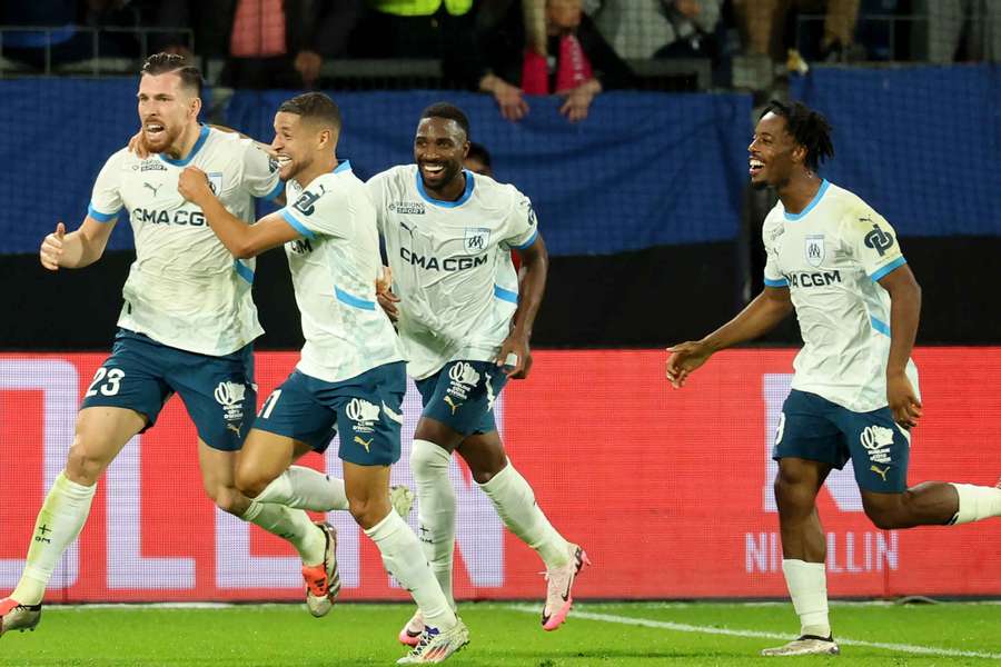 Montpellier players celebrating a goal