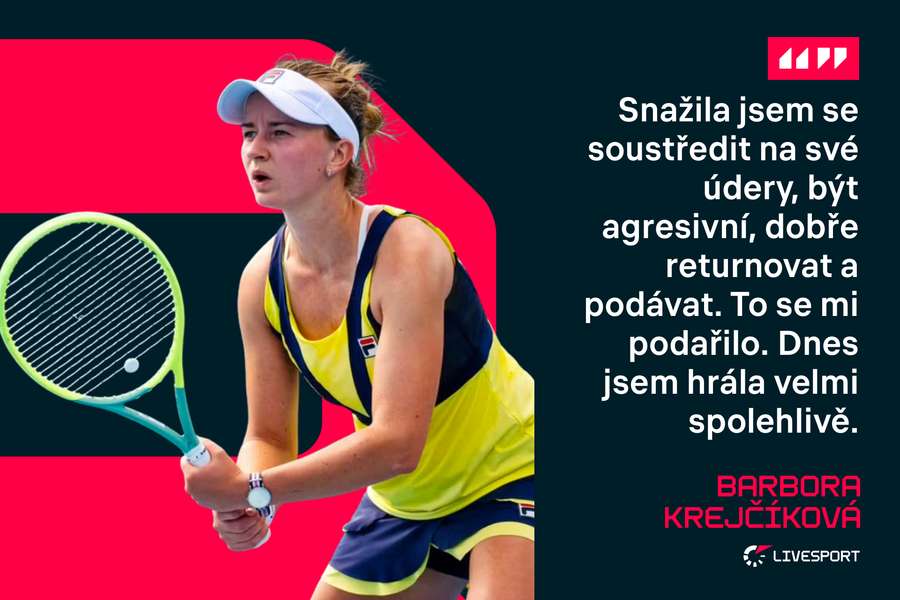 Krejčíková po postupu do osmifinále. Krejčíková po postupu do osmifinále.
