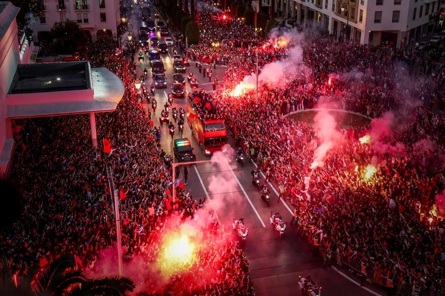 Morocco's open-top bus celebration following their return from the World Cup