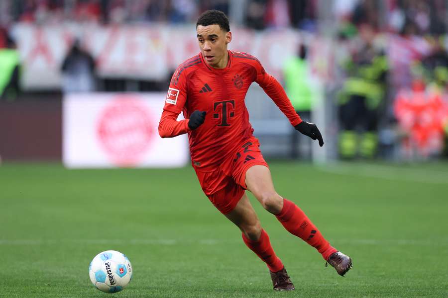 Jamal Musiala in action for Bayern Munich
