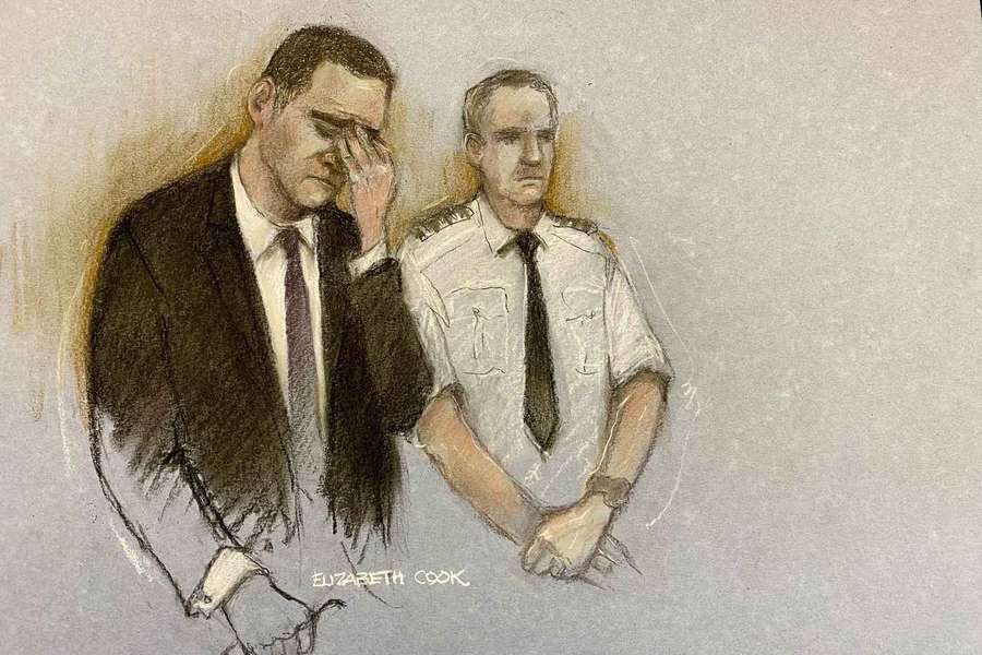 Court artist sketch of Paul Doyle appearing at Liverpool Crown Court on Tuesday