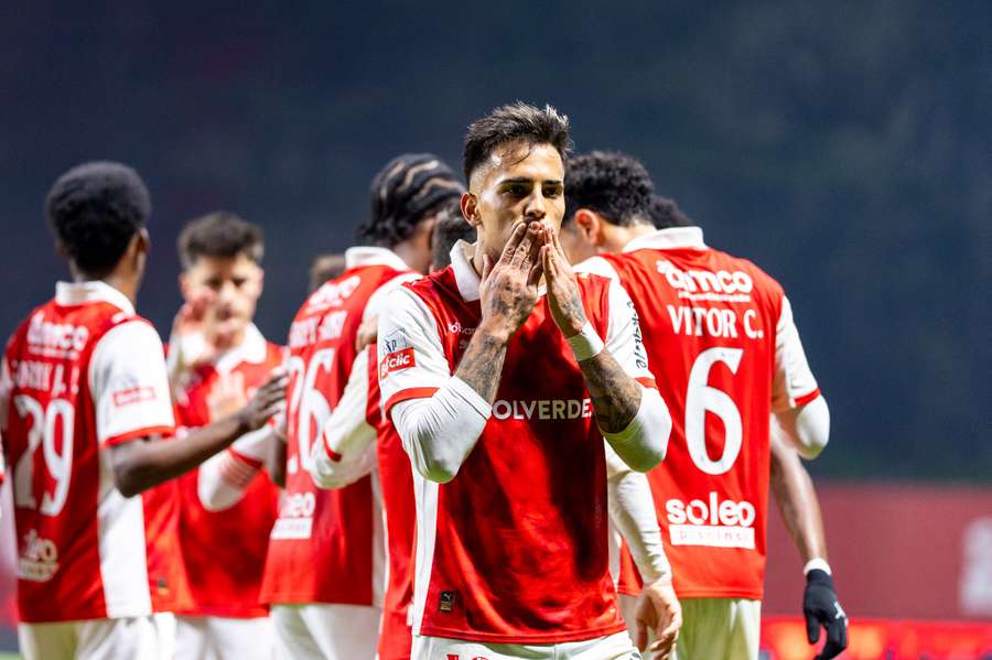 Rodrigo Zalazar festeja um dos três golos apontados nos últimos três jogos