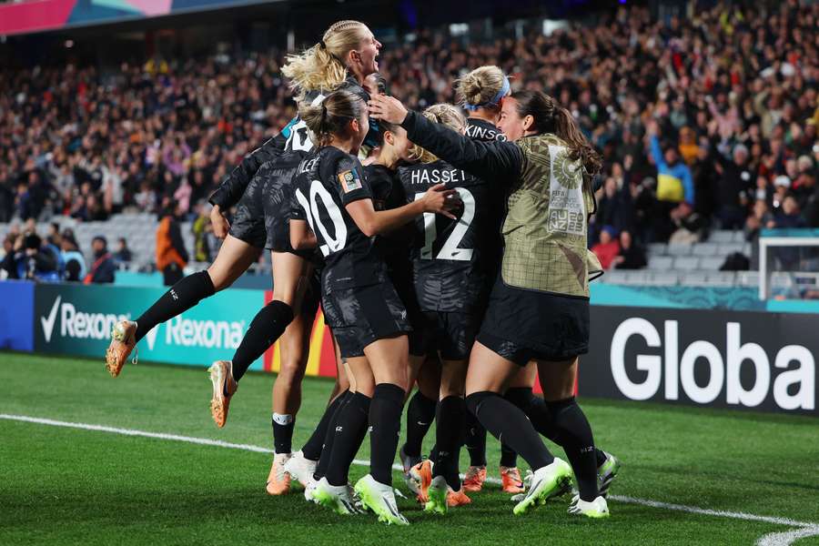 New Zealand celebrate the opening goal at the Women's World Cup!