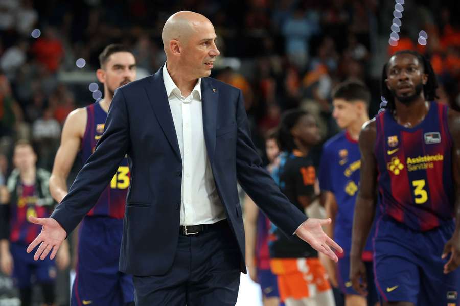 Joan Peñarroya, durante el partido del Barça ante el Valencia Basket en la acb Joan Peñarroya, durante el partido del Barça ante el Valencia Basket en la acb