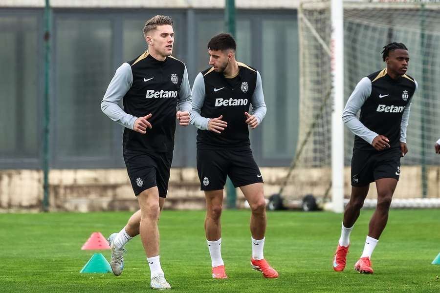 Gyökeres no treino desta terça-feira