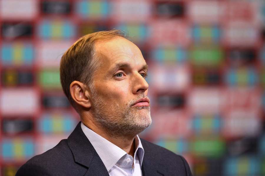 Englands nye manager Thomas Tuchel under sit pressemøde