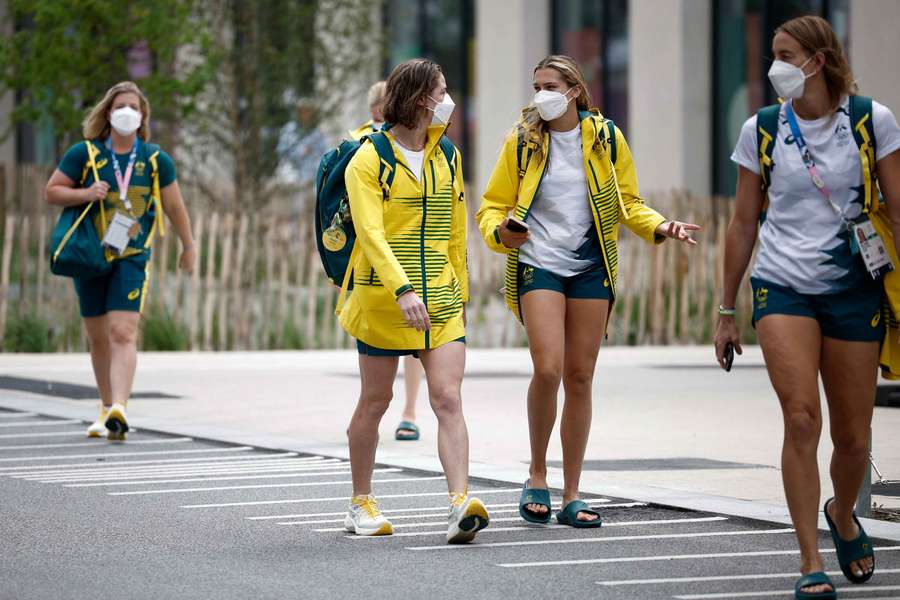 Athletes from team Australia are pictured in the Olympic village