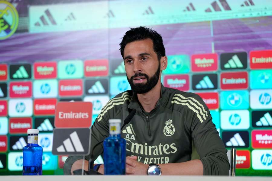 Arbeloa speaks during a press conference