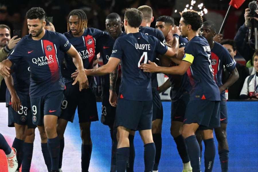 PSG celebrate one of their second half goals