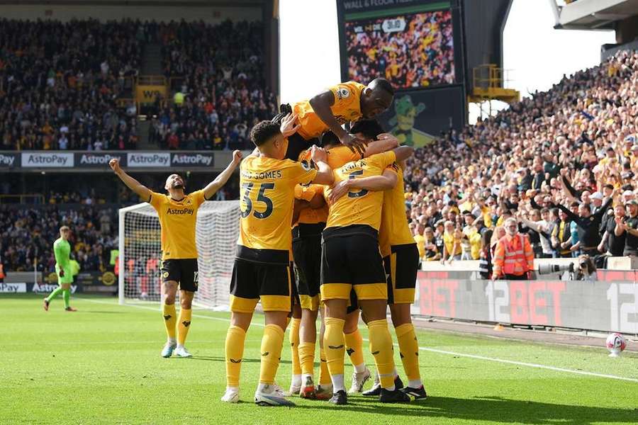 Wolves players celebrate