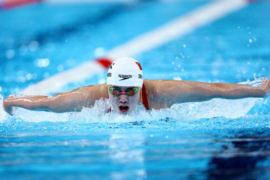 Zhang Yufei in action in the pool