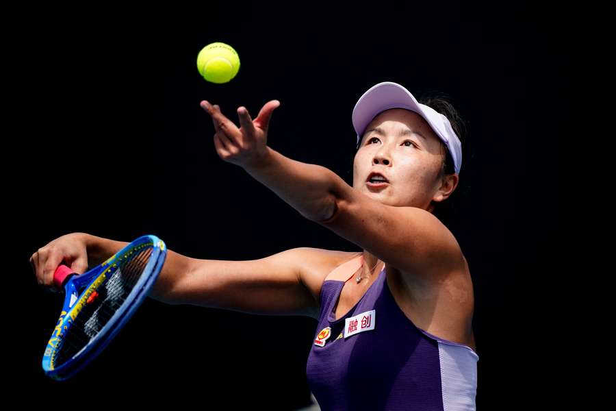 Shuai Peng in action during the match against Japan's Nao Hibino