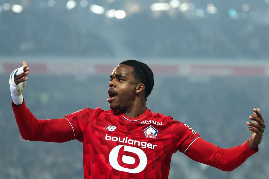Belgian defender Nathan Ngoy reacts during the match between Lille LOSC and Olympique de Marseille