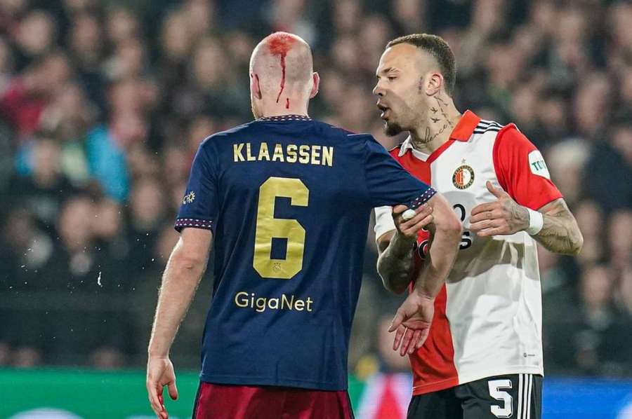 Davy Klaassen was struck on the head by a lighter thrown from the stands