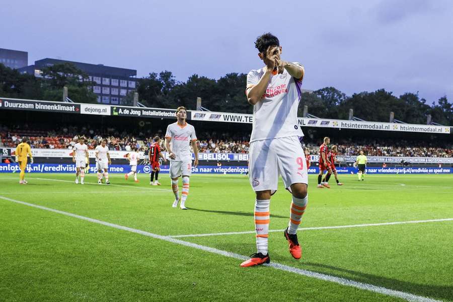PSV's Ricardo Pepi celebrates scoring against Excelsior