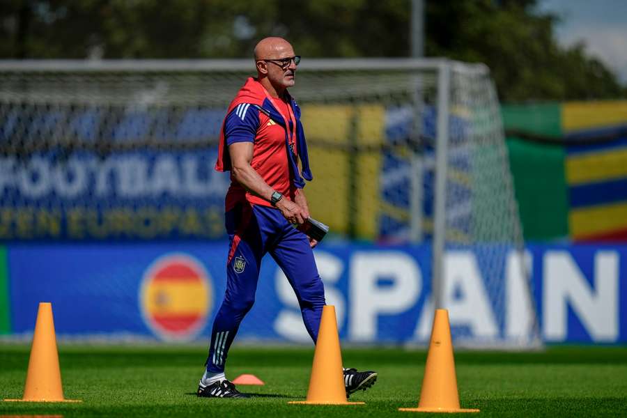 De la Fuente op de laatste training voorafgaand aan het duel met Frankrijk