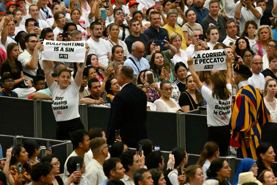 Activistas contra as touradas interrompem a audiência do Papa