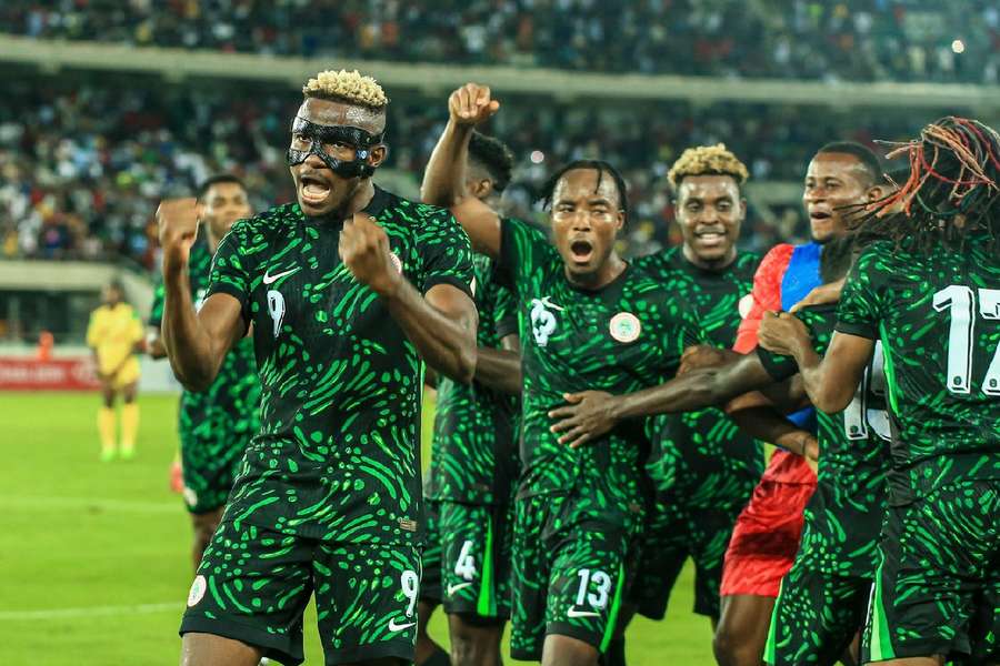 Nigeria celebrate goal 