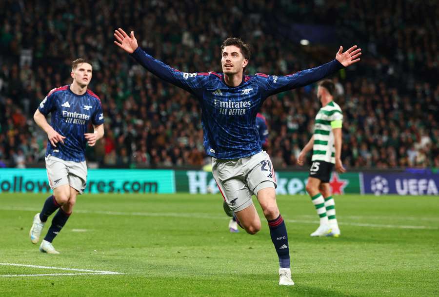 Arsenal's Kai Havertz celebrates scoring their winner