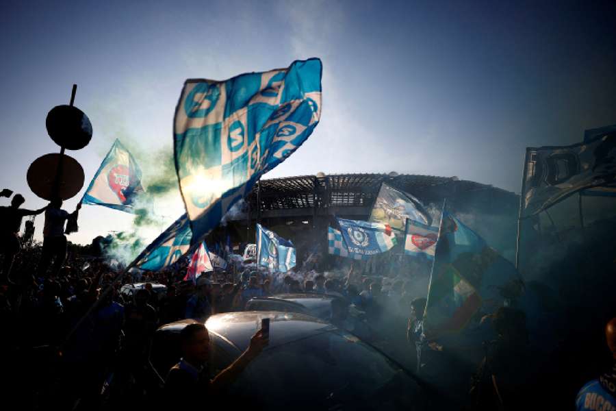 Napoli fans outside the Stadio Diego Armando Maradona