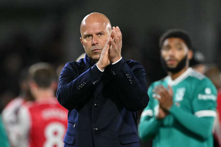 Arne Slot applauds supporters after Liverpool's 3-2 defeat to Brentford on Saturday Arne Slot applauds supporters after Liverpool's 3-2 defeat to Brentford on Saturday