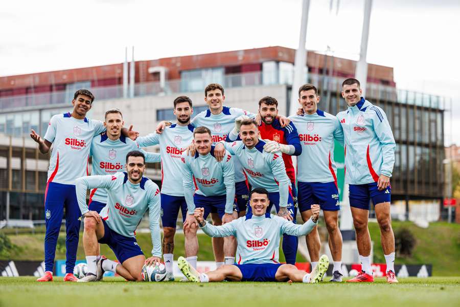 Los jugadores de España tras un entrenamiento en Las Rozas