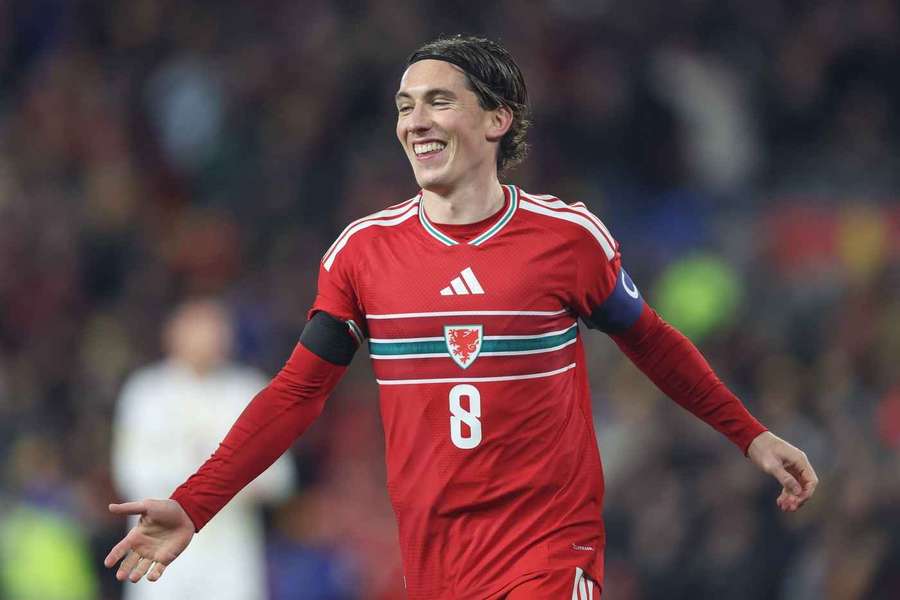 Wilson celebrates after scoring for Wales