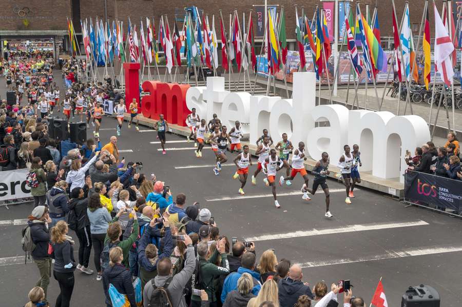 De marathon in Amsterdam