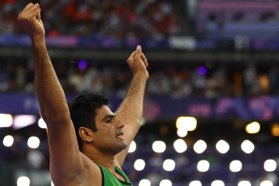 Pakistan's Nadeem celebrates gold medal