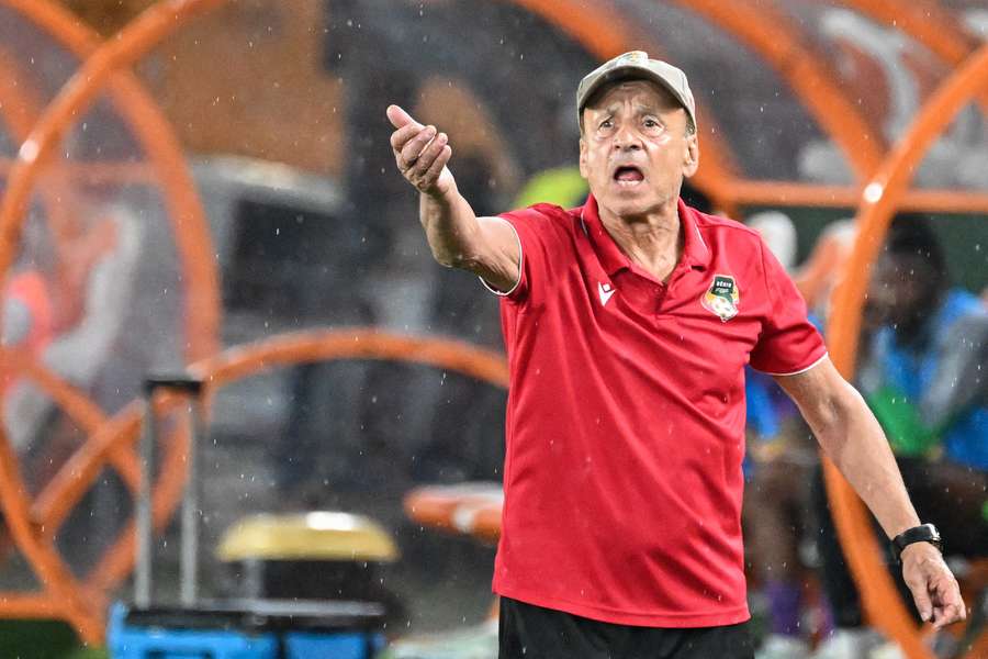Benin head coach Gernot Rohr gestures from the touchline 