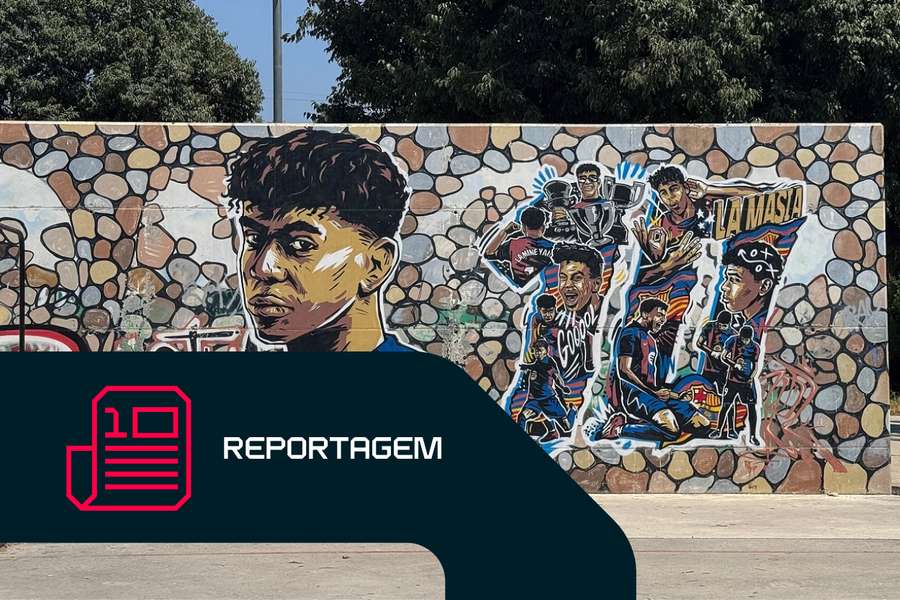 Mural com a imagem de Lamine Yamal Mural com a imagem de Lamine Yamal