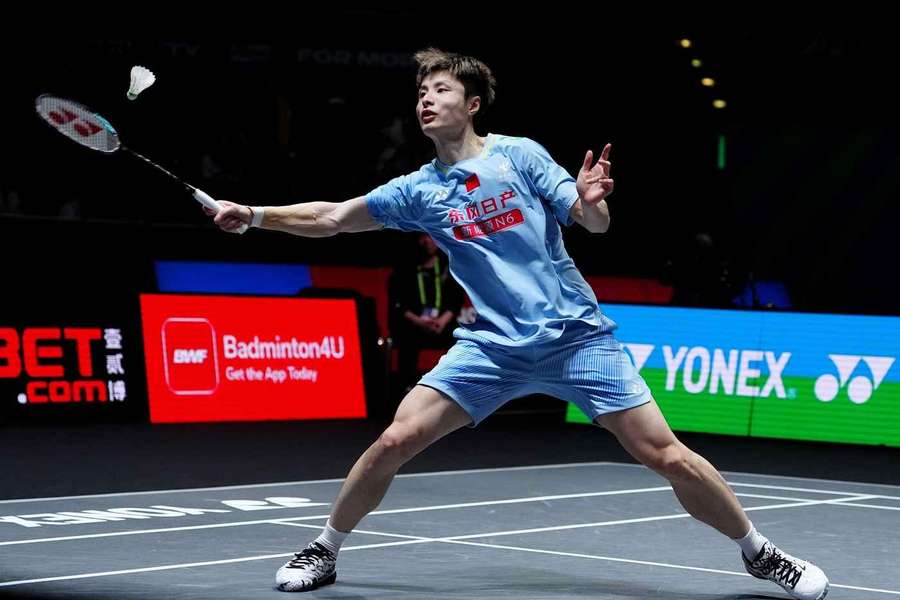 Shi Yuqi in action against Lakshya Sen at the All England Open Shi Yuqi in action against Lakshya Sen at the All England Open