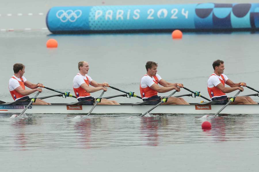 Lennart van Lierop, Finn Florijn, Tone Wieten en Koen Metsemakers in de dubbelvier