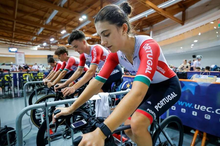 Atletas portugueses durante o treino para a prova