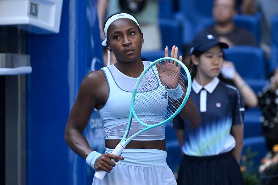 Gauff reacts after her win