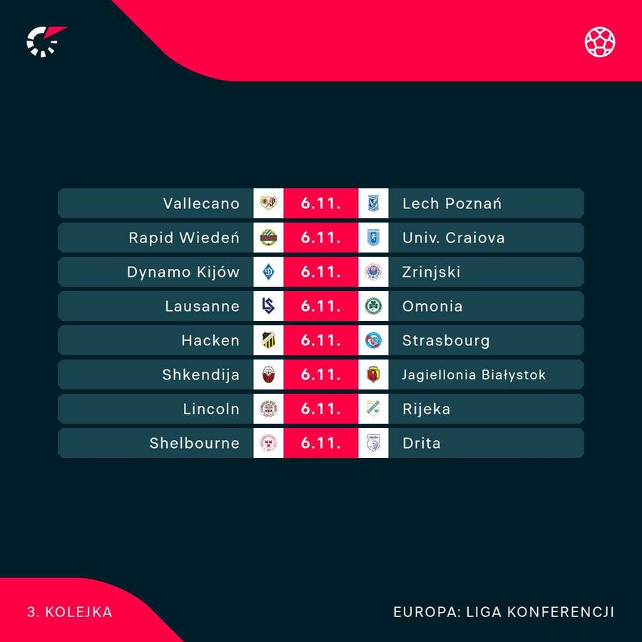 Terminarz 3. kolejki Ligi Konferencji Terminarz 3. kolejki Ligi Konferencji