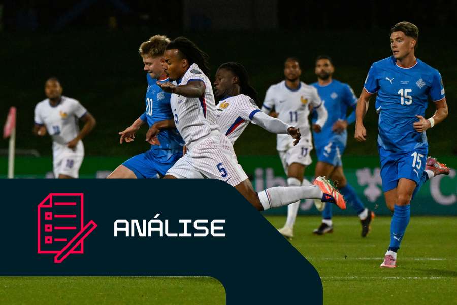 Eduardo Camavinga e Jules Koundé em duelo com Kristian Nokkvi Hlynsson.
