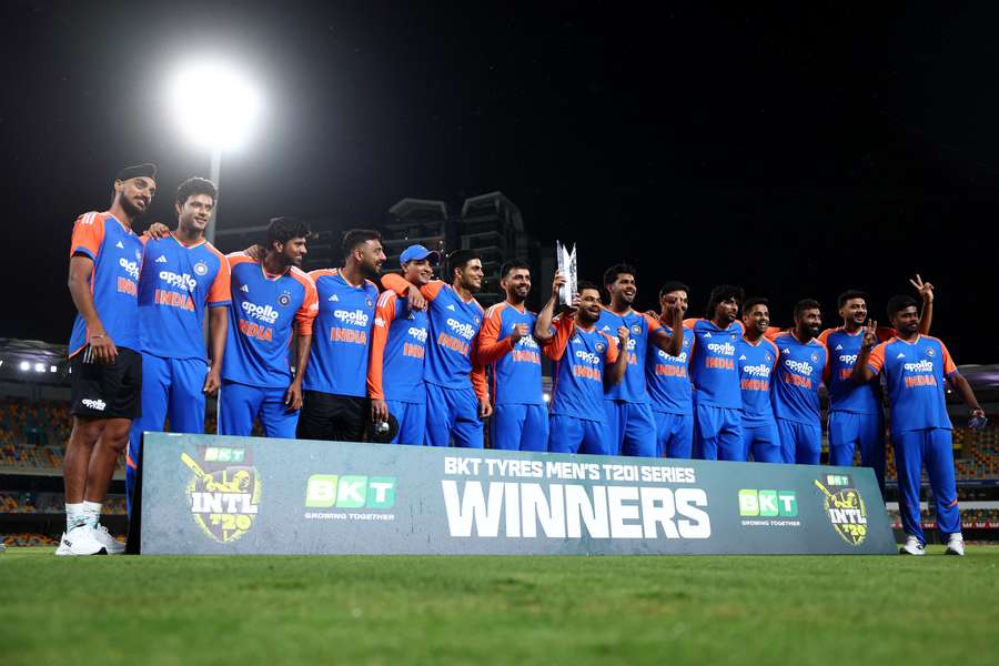 India celebrate their series win