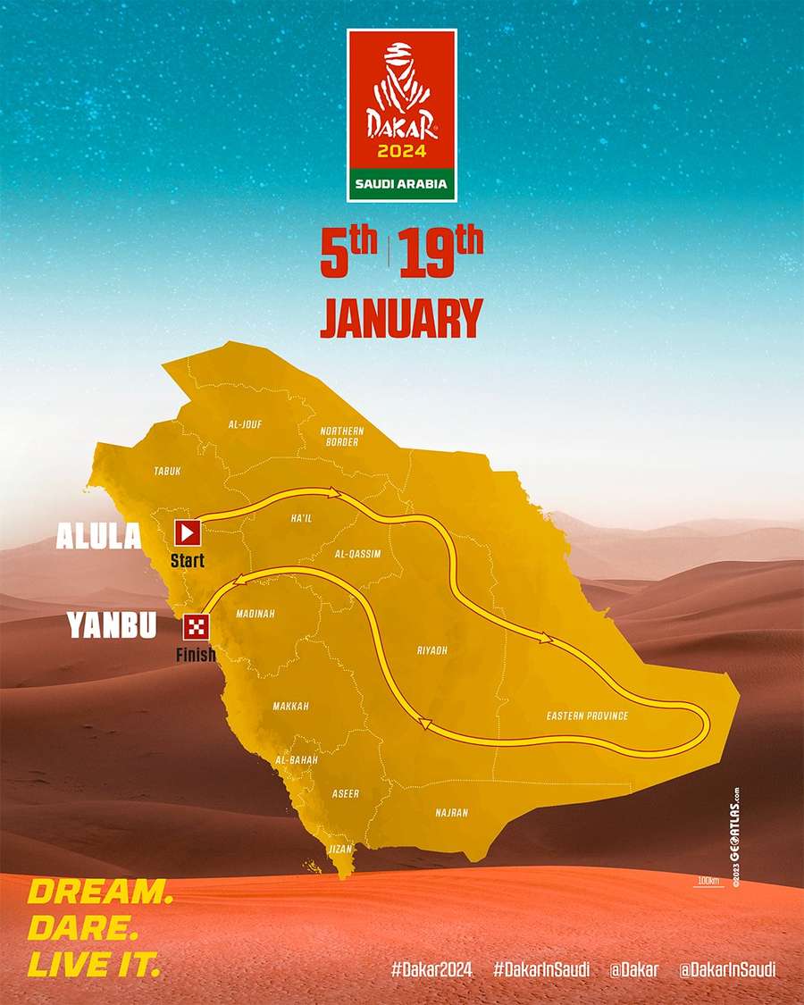 Trasa Rallye Dakar 2024.