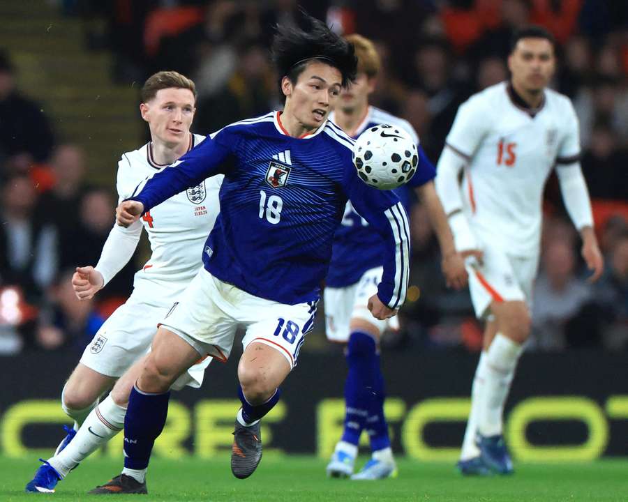 Ayase Ueda lors du match amical entre l'Angleterre et le Japon à Wembley, le 31 mars 2026. Ayase Ueda lors du match amical entre l'Angleterre et le Japon à Wembley, le 31 mars 2026.