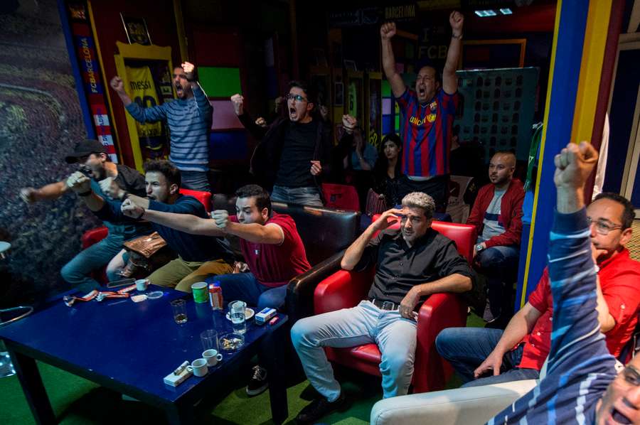 Imagen de archivo de aficionados marroquíes durante un Clásico anterior.